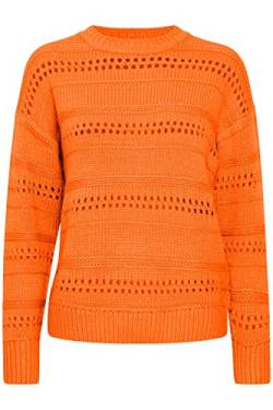 b.young BYOTINKA Pointelle Jumper Damen Strickpullover Lochstrick Grobstrick Pullover mit Rundhalsausschnitt, Größe:L, Farbe:Orangeade (171461) von b.young