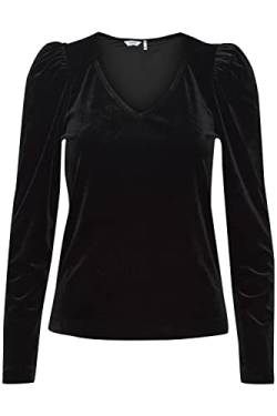 b.young BYPERLINA LS Damen Langarmshirt Langarmbluse Bluse mit V-Auschnitt Puffärmel Leichter Stoff Regular Fit mit Stretch, Größe:S, Farbe:Black (200451) von b.young