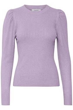 b.young BYPIMBA Rib Jumper Damen Strickpullover Gerippter Feinstrick Pullover mit Rundhalsausschnitt und Puffärmeln, Größe:L, Farbe:Pastel Lilac Melange (1438121) von b.young