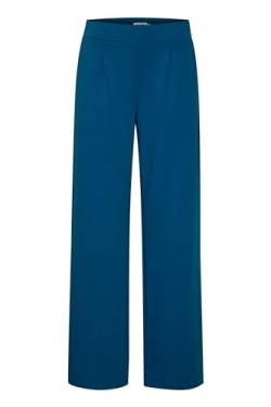 b.young BYRIZETTA Wide Pants 2 Damen Hose Stoffhose mit Stretch Wide Leg weites Bein mit elastischem Bund und Bundfalten, Größe:L, Farbe:Poseidon (194033) von b.young