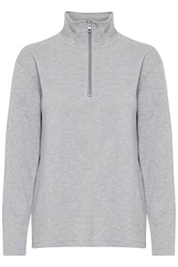 b.young BYTRUNA Sweat 2 Sweat 2 - Troyer Sweatshirt Damen Pullover Sweater Regular Fit, Größe:XL, Farbe:Light Grey Melange (200454) von b.young