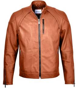 baallo Blake Herren Lederjacke Cleane Leichte Basic Jacke aus weichem Schafs-Leder (DE/NL/SE/PL, Alphanumerisch, L, Regular, Regular, Cognac) von baallo