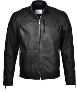 baallo Blake Herren Lederjacke Cleane Leichte Basic Jacke aus weichem Schafs-Leder (DE/NL/SE/PL, Alphanumerisch, L, Regular, Regular, Schwarz) von baallo