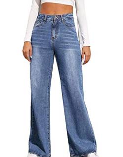 Damen Loose Jeans Hose, Casual Flared Jeans Boot Cut Jeanshose von babao