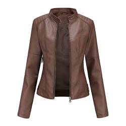 babao Damen-Lederjacke mit Reißverschluss, Schwarz, Größe 46, 88, 50 von babao