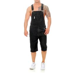 babao Denim Latzhose Shorts Herren Denim Kurzer Overall Gewaschen Zerrissene Lässige Jeans Strampler Overalls Hose von babao