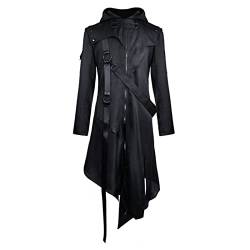 babao Herren Gothic Jacke Kostüm Männer Steampunk Cosplay Kapuzenmantel Schwarz Fancy Party Jacke Größe S M L XL 2XL 3XL 4XL 5XL von babao