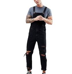 babao Zerrissene Overalls für Herren Latzhose Jeans Hosenträger Overall Stonewash Heavy Duty Workwear Pants von babao