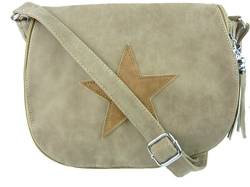 Schultertasche Stern - Damen Umhängetasche mit Stil - Leder Optik - 30 x 25 x 10 cm (beige aprikot) von bags & more
