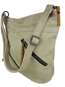 Umhängetasche MALU Hobo bag mit Fächern A4 Format Damen Handtasche Fashion Mode (beige aprikot) von bags & more