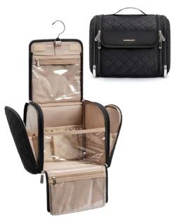 BAGSMART Make-Up Organiser, Groß Kulturbeutel Damen Gross Kulturtasche Zum Aufhängen, Kosmetiktasche kulturbeutel Waschtasche für Frauen & Mädchen, Schwarz von bagsmart