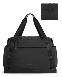 BAGSMART Reisetasche, Faltbare Reisetasche, Sporttasche für Damen und Herren, Weekender Multifunktion, Anti-Falten Handgepäck Tasche, 29L(Schwarz) von bagsmart