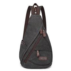 Mini-Rucksack aus Canvas, Sling Bag, Umhängetasche, für Damen und Herren, wasserabweisender Vintage Retro Rucksack, 10L, perfekt für den täglichen gebrauch. (Schwarz) von bagwise