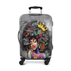 baillidh Afroamerikanischer Gepäckbezug – waschbar, elastisch, schwarz, für Damen, Reisekoffer, kratzfest, passend für 45,7–50,8 cm Gepäck, Gepäckabdeckung-6, M(22-24in) von baillidh