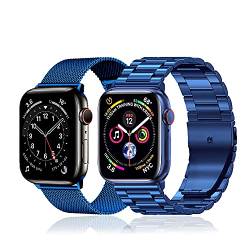 𝐛𝐚𝐤𝐥𝐨𝐧 𝟐 𝐒𝐭ü𝐜𝐤 𝐀𝐫𝐦𝐛𝐚𝐧𝐝 Kompatibel mit Apple Watch Armband 42mm 44mm 45mm 49mm Prämie Edelstahl Metall Ersatz Armband für iwatch Series SE/SE2/Ultra2/Ultra/9 8 7 6 5 4 3 2 1,Blue von baklon