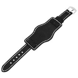 balacoo 20Mm Leder Austauschbar Uhr Band Strap Pinsel- Rabatt Echtes Leder Uhr Band mit Matte für Männer Frauen (Schwarz) von balacoo