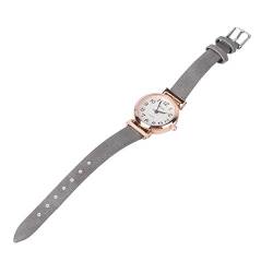 balacoo Armbanduhr Frauen Moderne Einfach Reader Uhr Mini Leder Quarzuhr für Damen Mädchen (Grau) von balacoo