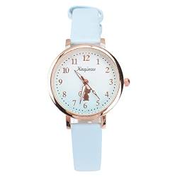 balacoo Mädchen Uhr- Mode Quarzuhr für Mädchen Luminous Einfach zu Lesen Zifferblatt Uhr Armbanduhr für Kinder (Sky- Blau Gürtel) von balacoo
