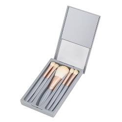 Professionelles Make-up-Pinsel-Set, 5 Stück Kosmetikpinsel-Set Mit Aufbewahrungskoffer und Spiegel Werkzeuge für Make-up-Pinsel Zum Verblenden von Foundation, Rouge und Lidschatten von banapoy