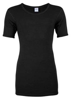 banora Herren-Unterhemd mit ½ Arm (Material: 70% Schurwolle kbT und 30% Seide) (Gr. M/6, Farbe: schwarz) von banora