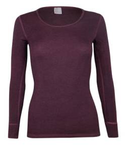 banora Wolle-Seide-Unterhemd für Damen mit langem Arm (Longsleve/Langarmunterhemd/Shirt) (Gr. L, Farbe: brombeer) von banora
