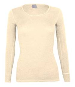 banora Wolle-Seide-Unterhemd für Damen mit langem Arm (Longsleve/Langarmunterhemd/Shirt) (Gr. L, Farbe: naturweiß) von banora