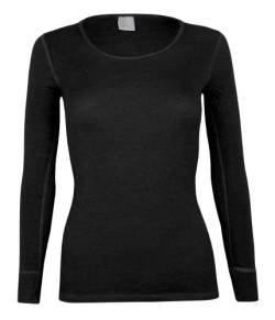 banora Wolle-Seide-Unterhemd für Damen mit langem Arm (Longsleve/Langarmunterhemd/Shirt) (Gr. L, Farbe: schwarz) von banora