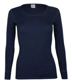 banora Wolle-Seide-Unterhemd für Damen mit langem Arm (Longsleve/Langarmunterhemd/Shirt) (Gr. XL, Farbe: Marine) von banora
