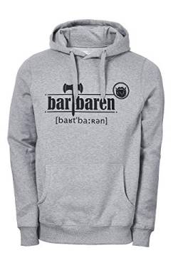 barTbaren Hoodie Kaputzenpullover Classic mit großen Front-Desgin (Grau, XL) von barTbaren