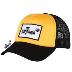 barTbaren – gelbschwarze Truckercap mit schwarzem Netz – verstellbare Mesh Baseball Cap mit coolem großen 3D Logo Patch und Snapback-Verschluss von barTbaren