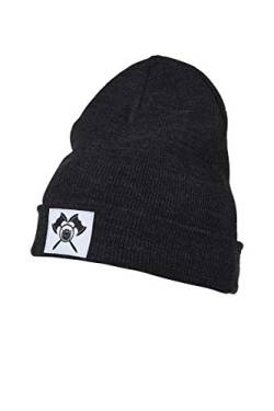 barTbaren – warme Beanie mit großem Axt Logo Patch – weiche Unisex Wintermütze für Damen und Herren im klassischen Schnitt in Schwarz von barTbaren