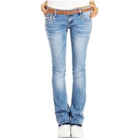 be styled Bootcut-Jeans Damen Hüftjeans, Schlaghosen mit offenem Saum, low waist j40g-2 von be styled