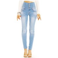 be styled High-waist-Jeans High Waist Röhrenjeans mit langer Knopfleiste - Damen Jeans - j35p 5-Pocket-Style, mit Stretch-Anteil, High Waist von be styled