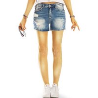 be styled Jeansshorts Jeans Shorts High Waist Hotpants kurze destroyed Jeans- Damen - j24L-3 mit Stretch-Anteil, 5-Pocket-Style, destryoed, used, vintage Look von be styled