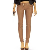 be styled Lederimitathose Röhrenhose skinny low waist Jeans Kunstlederhose - Damen - j44L-1 in Unifarben, mit Stretch-Anteil, veganes Kunstlederimitat von be styled