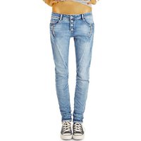 be styled Relax-fit-Jeans baggy Damenjeans, tapered Hosen mit Knopfleiste j6i von be styled