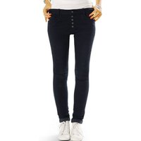 be styled Röhrenjeans Röhrige low waist Jeanshose mit langer Knopfleiste - Damen - j41g mit Stretch-Anteil, 5-Pocket-Style, skinny, eng, low waist, hüftig von be styled