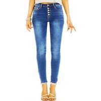 be styled Skinny-fit-Jeans Medium waist Röhren Hose mit Knopfleiste skinny Jeans - Damen - j4e 5-Pocket-Style, mit Stretch-Anteil von be styled