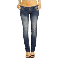 be styled Straight-Jeans low waist Damen Jeanshosen, niedrig geschnitten mit Knopfleiste j12L-3 5 - pocket von be styled