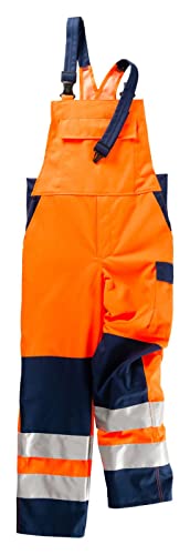 beb Herren Warnschutz Latzhose Zertifiziert nach EN 20471 Kl. 2 Orange Marine 50% Baumwolle 50% Polyester Größe 114 von beb