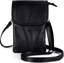 befen Echtleder Handytasche zum Unhängen Damen, Moderne Handytasche Kleine Umhängetasche Damen Genuine Leather Crossbody Bag, Handytasche zum Umhängen Schwarz Leder für Mädchen Frauen von befen