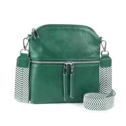befen Kleine Umhängetasche aus echtem Leder für Damen, leicht, mit Außentasche, B01 Vintage Forest Green von befen