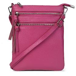 befen Small Leather Crossbody Purses for Women, Multi Pocket Cross Body Bag Zipper Purse and Handbags, Functional Slim Shoulder Bag with Adjustable Long Strap (Hot Pink) von befen