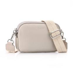 befen Umhängetasche aus echtem Leder, kleine Handtaschen für Damen, Umhängetasche, Beige Grau, Westlich von befen