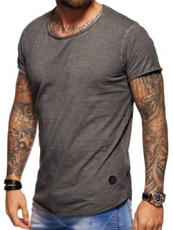 Behype Herren Oversize Kurzarm Basic T-Shirt Rundhals O-Neck 20-1730 Dunkelgrau 3XL von behype.