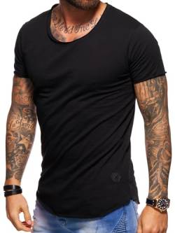 Behype Herren Oversize Kurzarm Basic T-Shirt Rundhals O-Neck 20-1730 Schwarz M von behype.