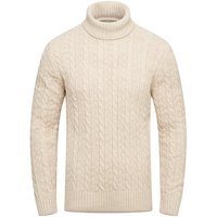 behype Rollkragenpullover BSLANA Grobstrick Zopf-Muster Winterpullover Strickpullover von behype