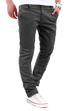 behype. Herren Basic Chino Jeans-Hose Stretch Regular Slim-Fit 80-0310,Dunkelgrau,34W / 34L von behype.