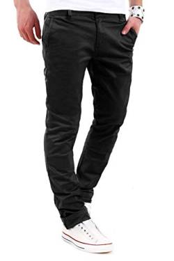 behype. Herren Basic Chino Jeans-Hose Stretch Regular Slim-Fit 80-0310,Schwarz,34W / 30L von behype.