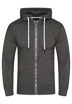 behype. Herren Basic Sweatjacke Sweatshirt weicher Hoodie mit Kapuze Kapuzenpullover BH_7655-Dunkelgrau-L von behype.